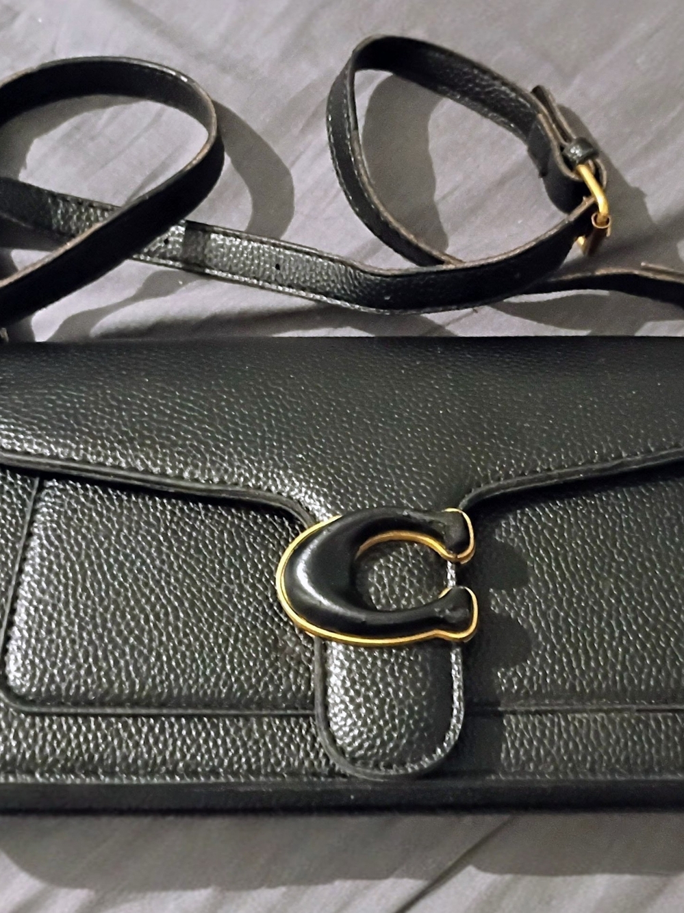 Coach Black Leather Crossbody Bag with Signature 'C' Clasp